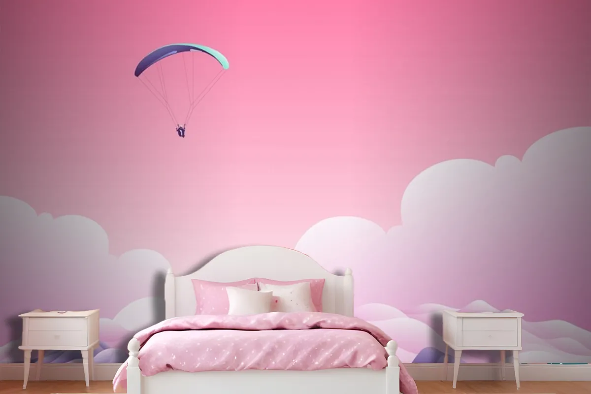 Parachute Above The Clouds Wallpaper Mural