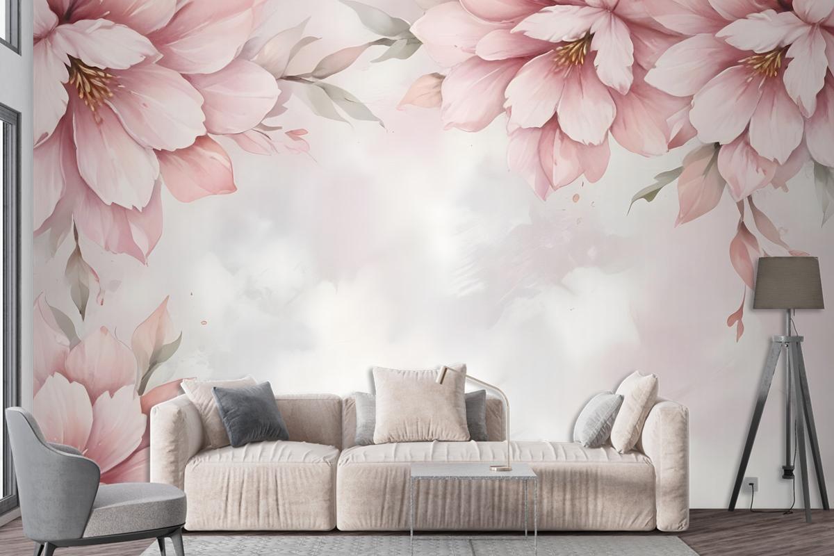 Pastel Pink Flower Wallpaper Mural