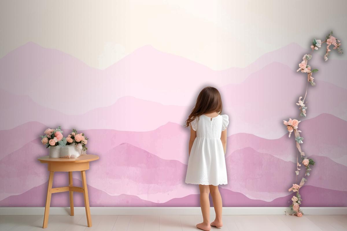 Pastel Watercolor Mountains Background Wallpaper Mural