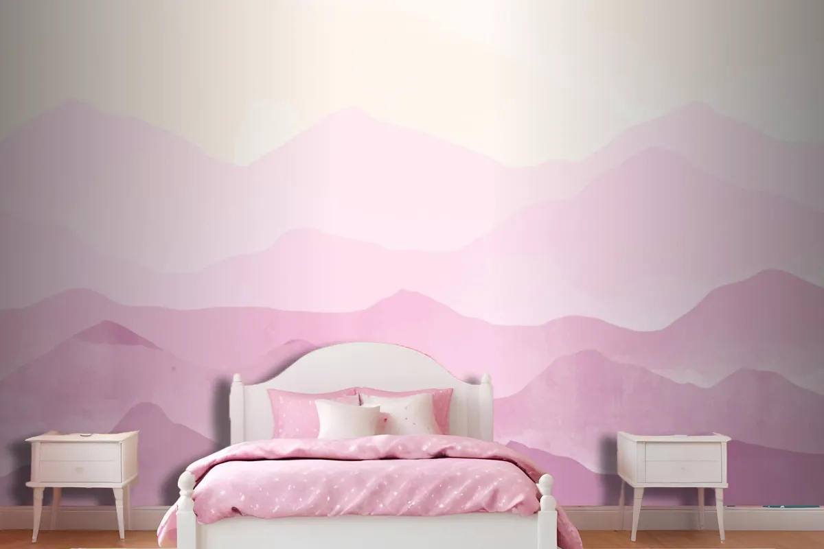 Pastel Watercolor Mountains Background Wallpaper Mural