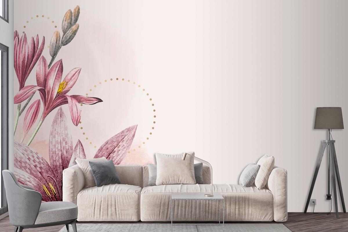 Pink Amaryllis Pattern Background Wallpaper Mural