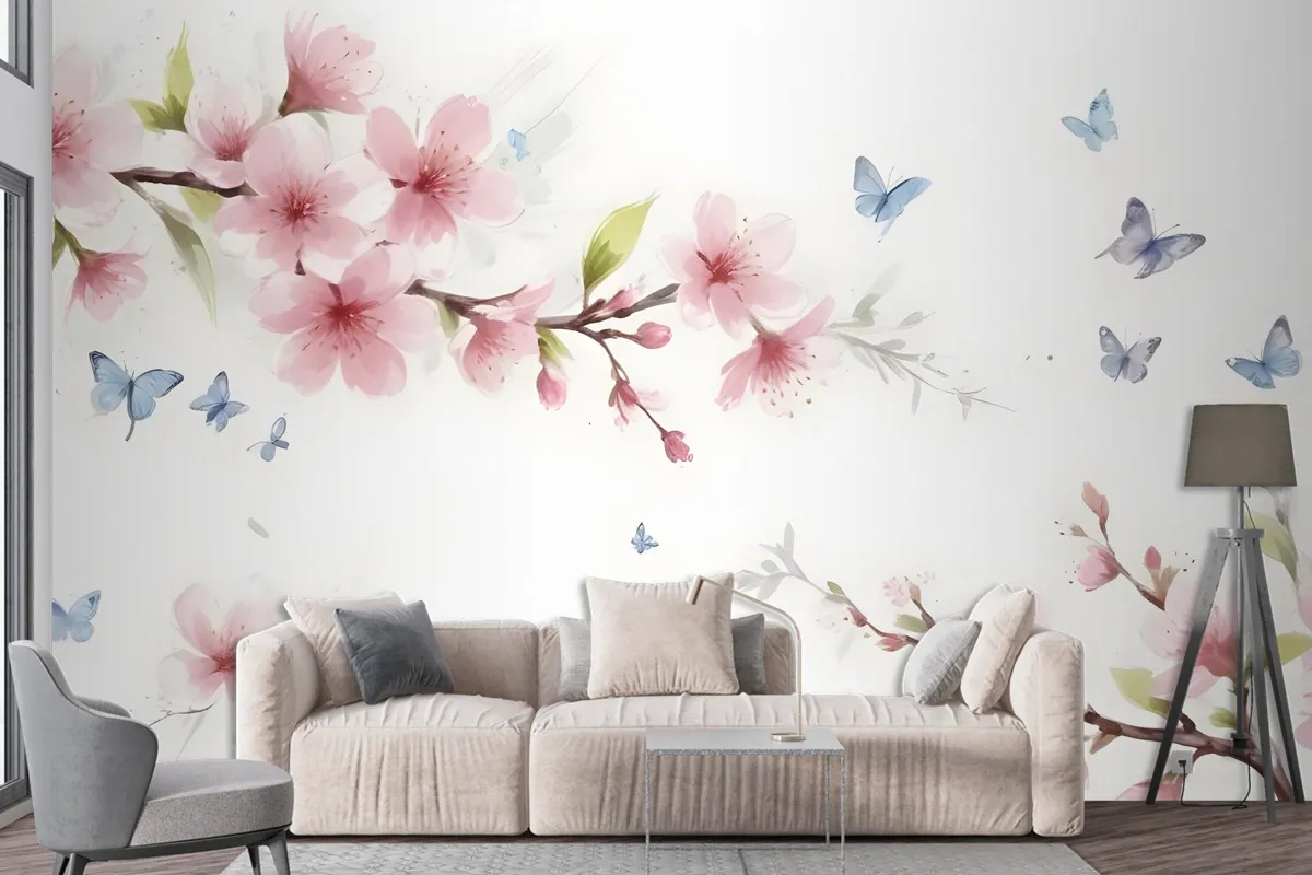 Pink Cherry Blossom Wallpaper Mural