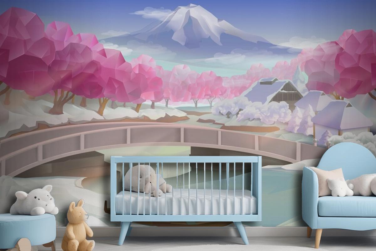 Pink Grove Landscape Wallpaper Mural