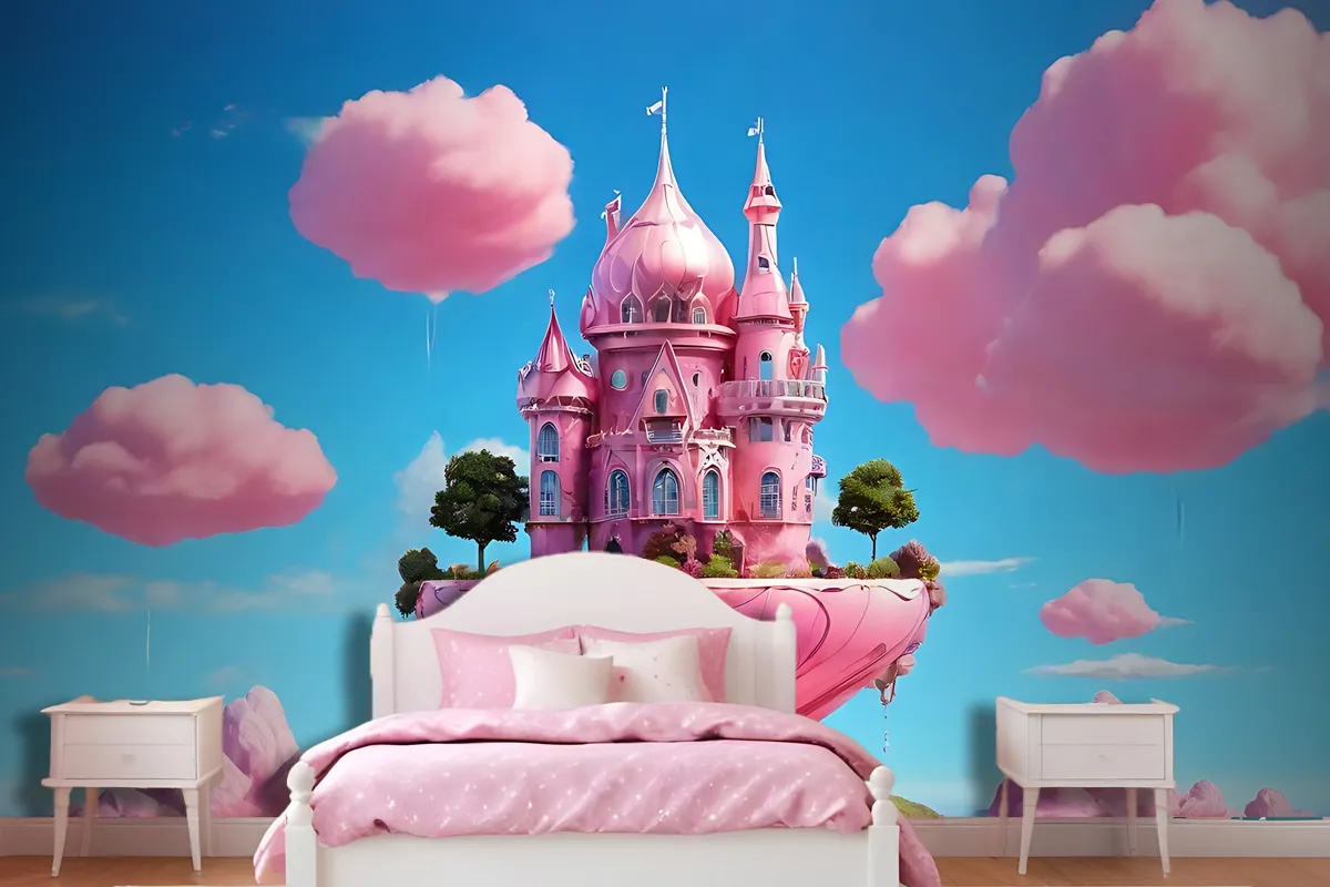 Pink Magic House Design Wallpaper Mural