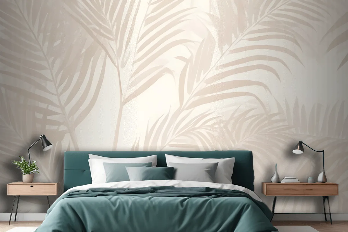 Pink Palm Leaf Inky Tropical Wallpaper Mural