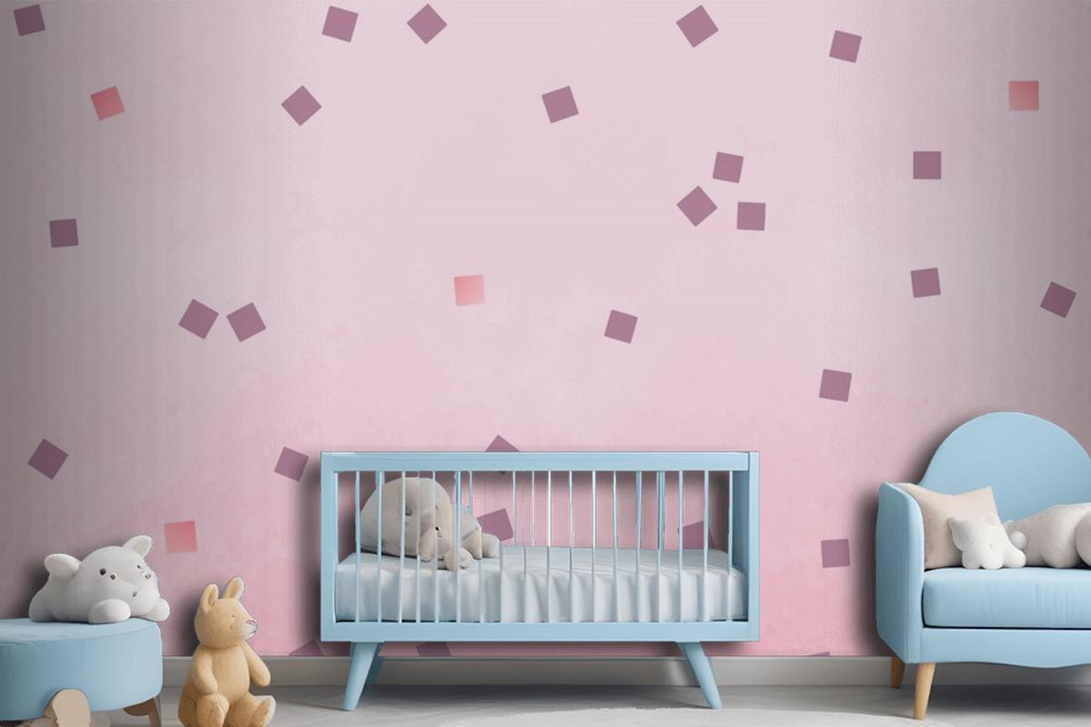 Pink Square Polka Dots Wallpaper Mural