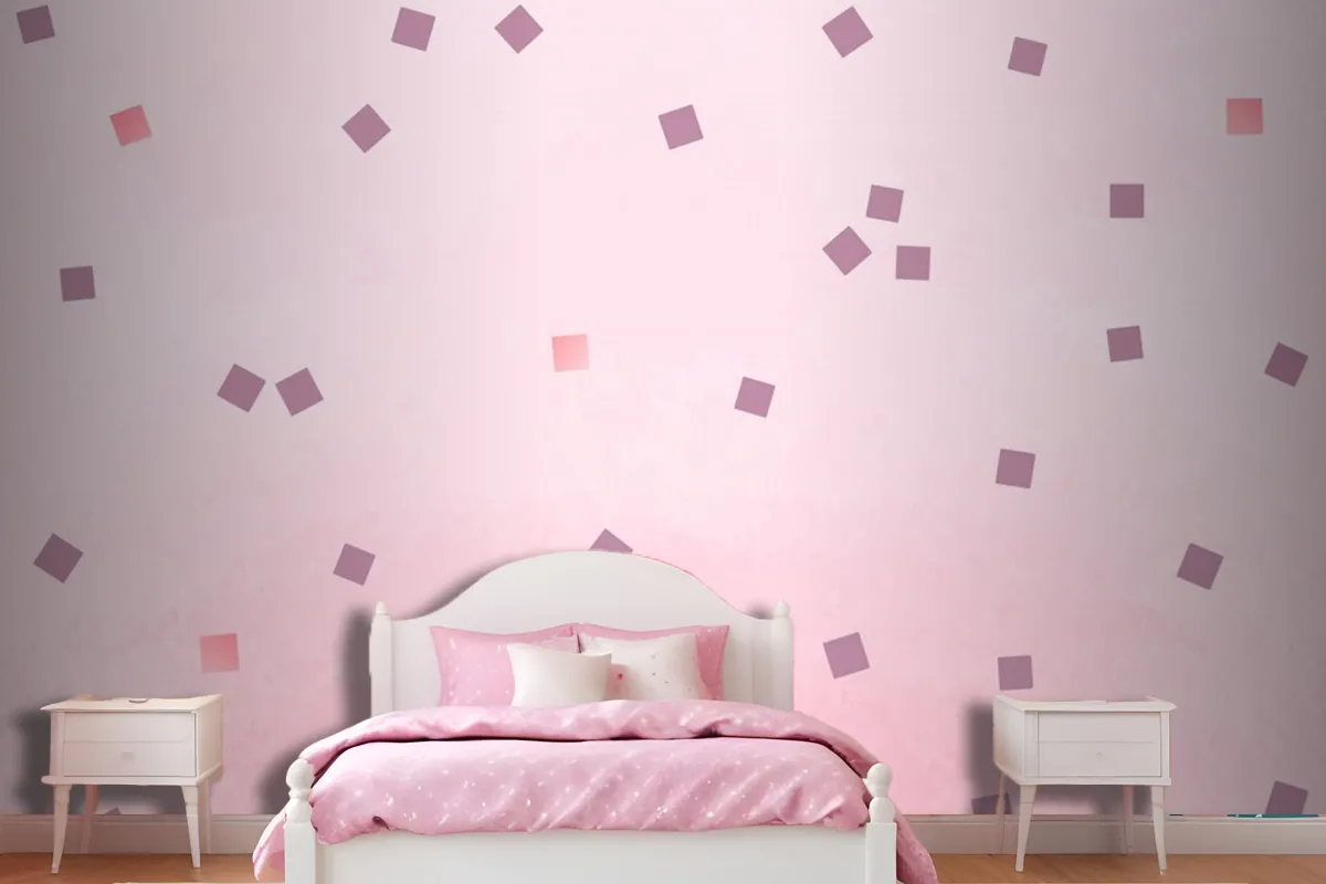 Pink Square Polka Dots Wallpaper Mural