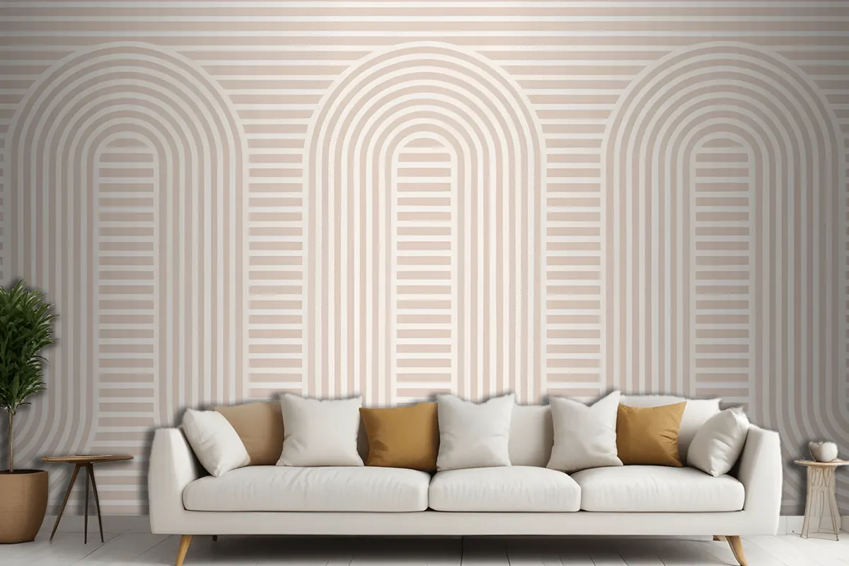 Pink Zen Garden Curves & Stripes Wallpaper Mural
