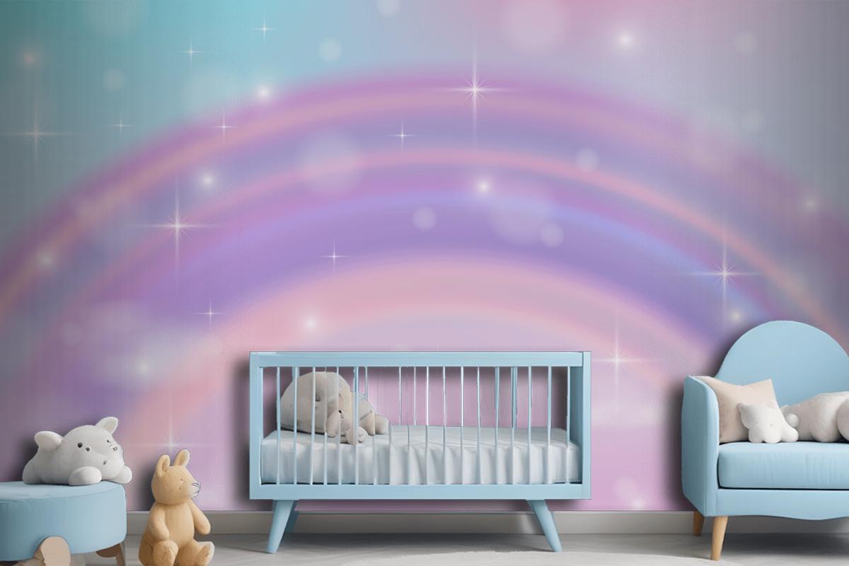 Realistic Rainbow Glitter Background Wallpaper Mural