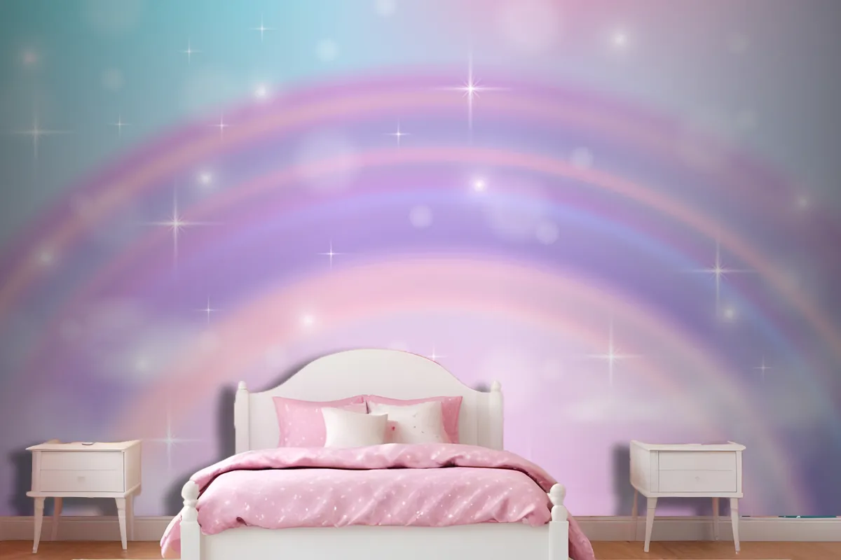 Realistic Rainbow Glitter Background Wallpaper Mural