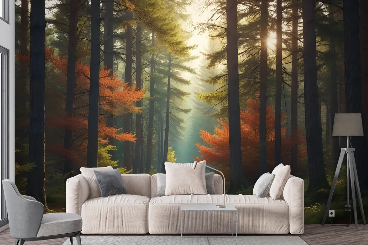 Red Forest Autumn Wallpaper Mural