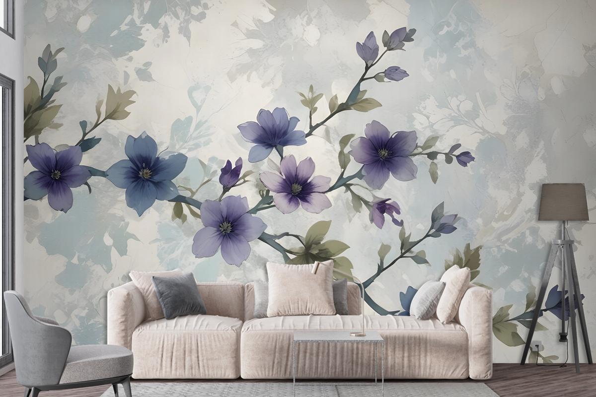 Retro Magnolia Blossom Wallpaper Mural