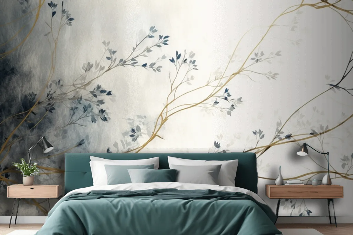 Retro Nostalgic Golden Brushstrokes Wallpaper Mural