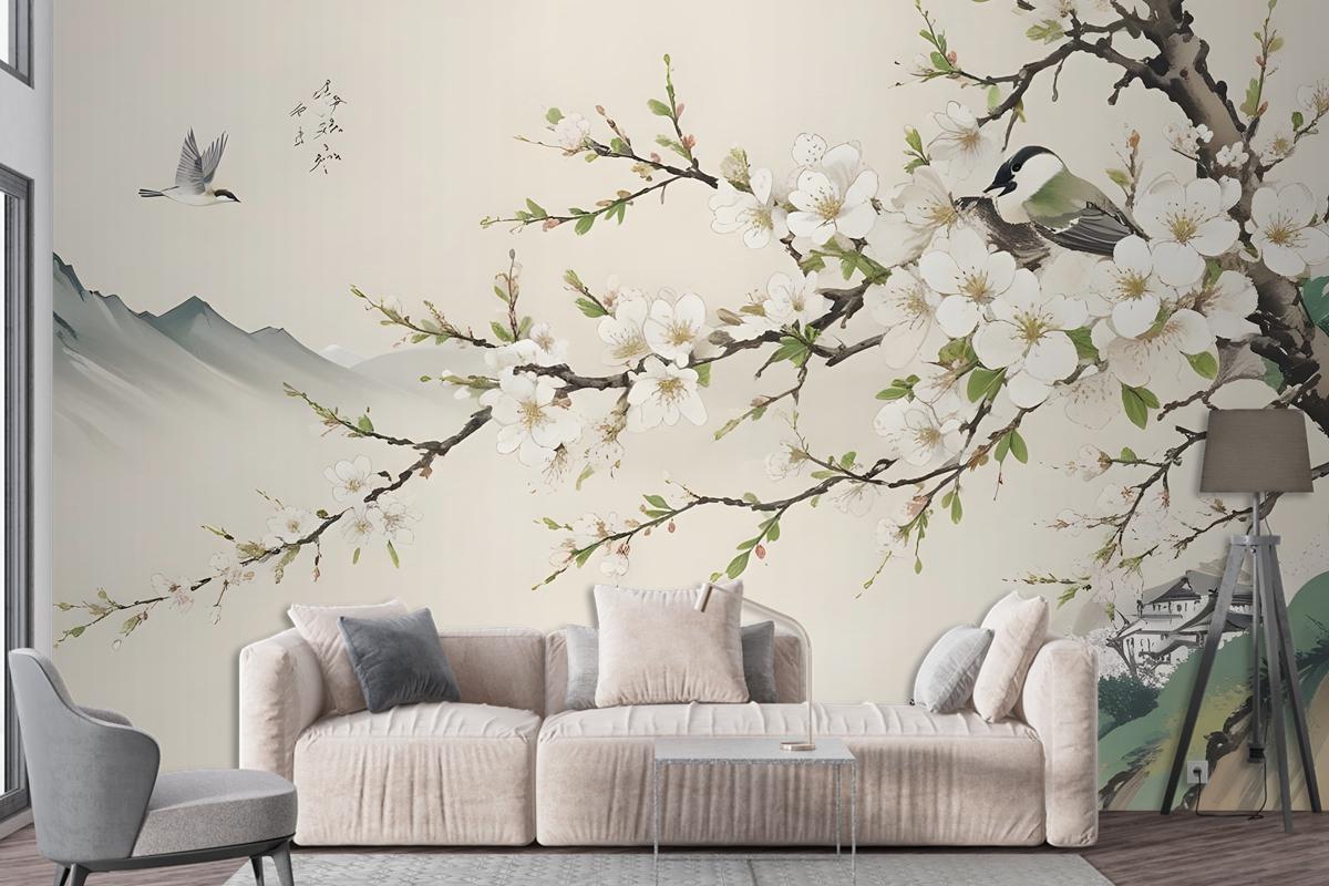 Retro Plum Blossom Wallpaper Mural