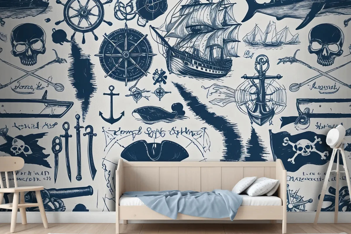 Sailor Map Adventure Kids Wallpaper Mural