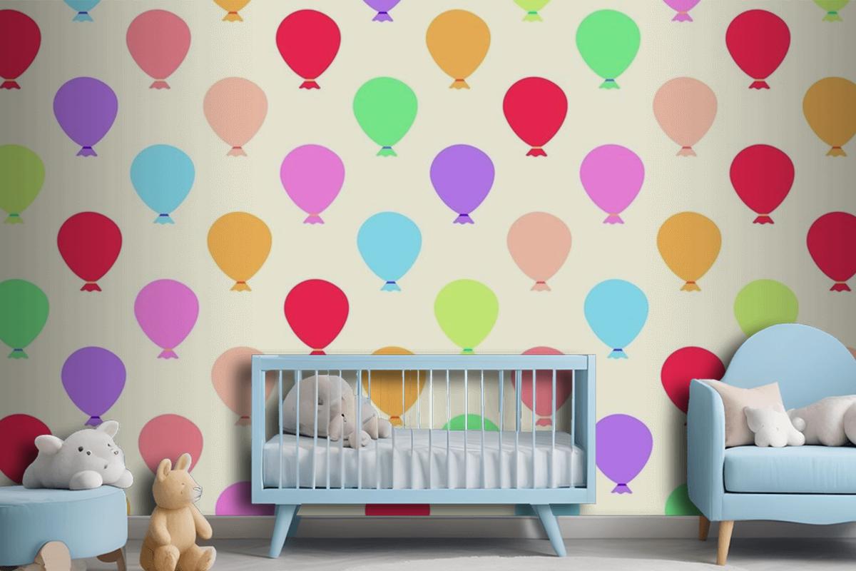 Seamless Colorful Balloons Pattern Wallpaper Mural