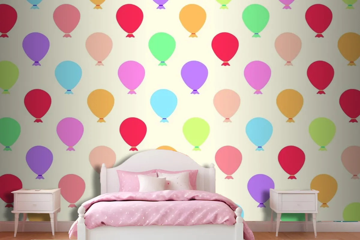 Seamless Colorful Balloons Pattern Wallpaper Mural