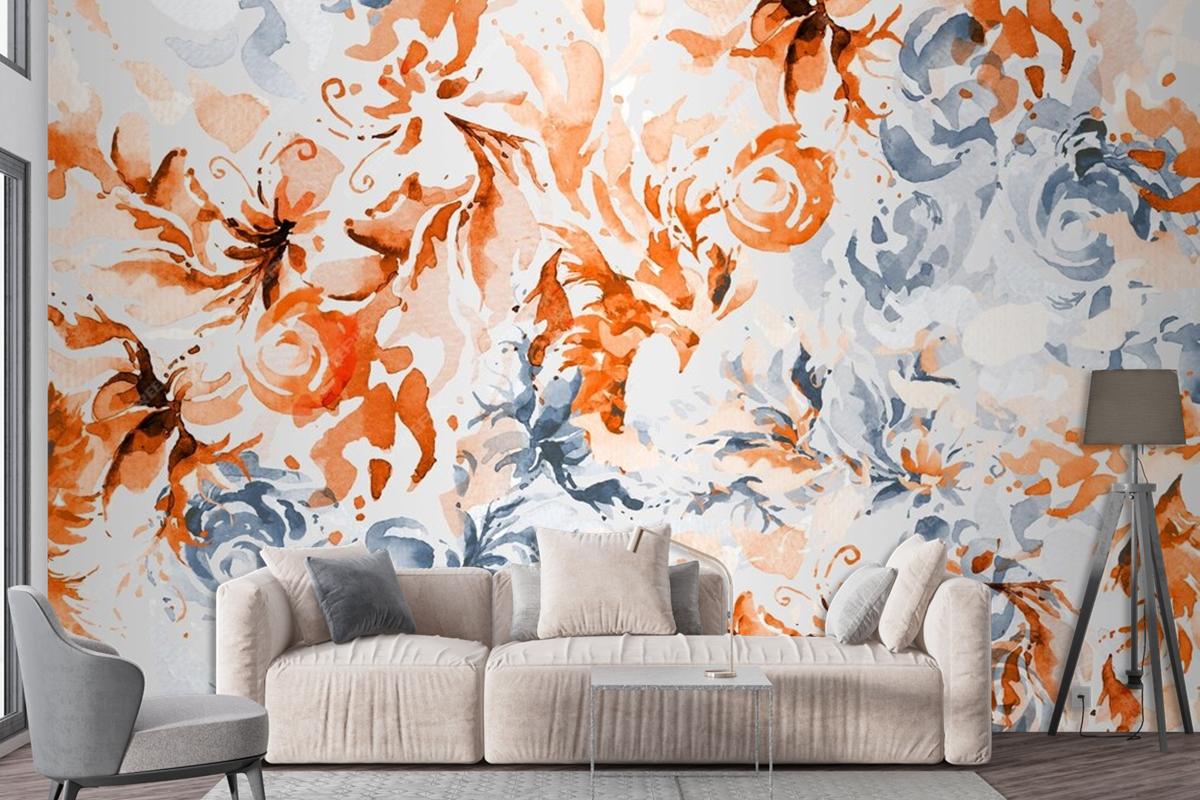 Seamless Pattern Abstract With Watercolor Floral Wallpaper Mural