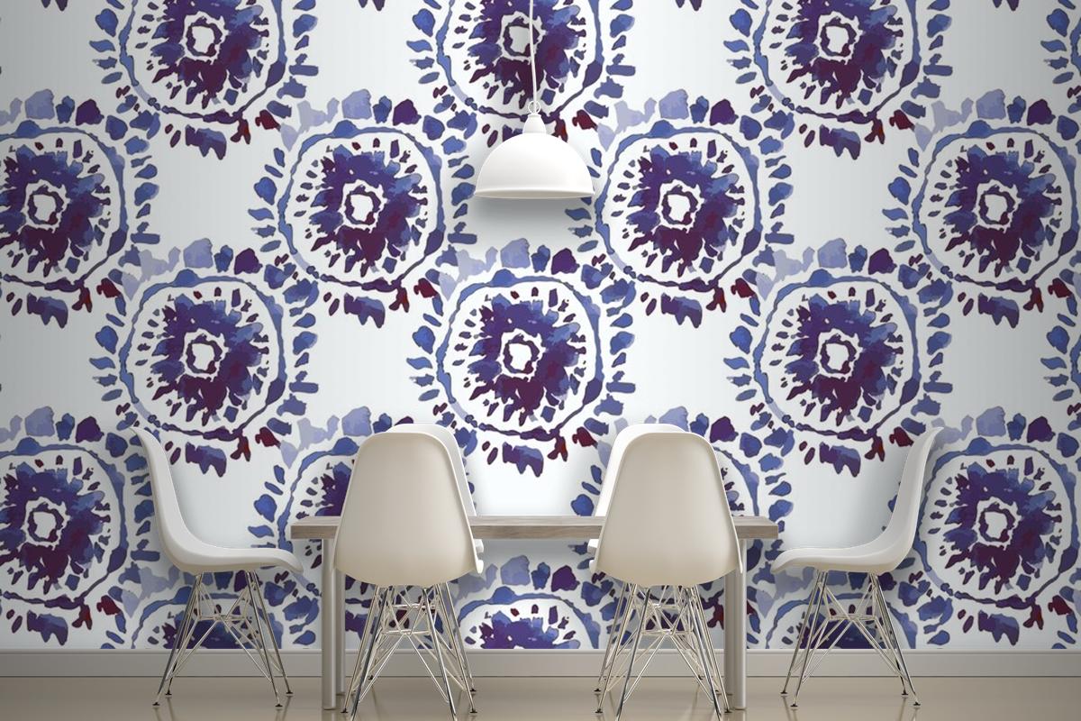 Shibori Hand Painted Pattern Watercolor Wallpaper Mural