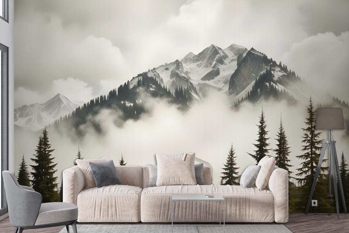 Snowy Mountain Landscape Wallpaper Mural