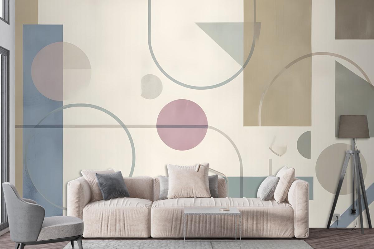 Soft Geometric Shape Art Wallpaper Mural