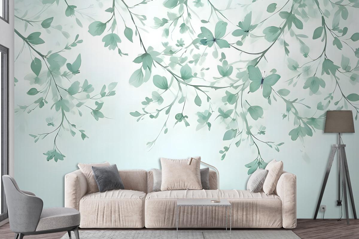 Soft Green Blossom Wallpaper Mural