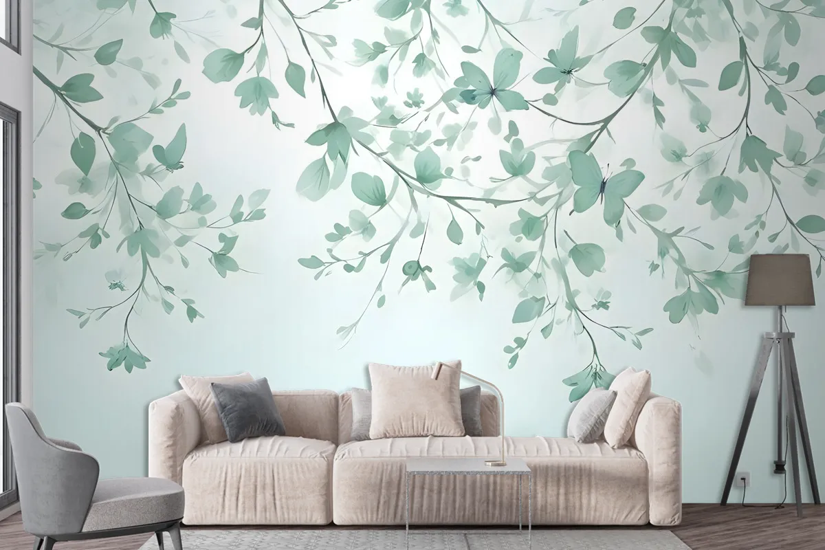 Soft Green Blossom Wallpaper Mural