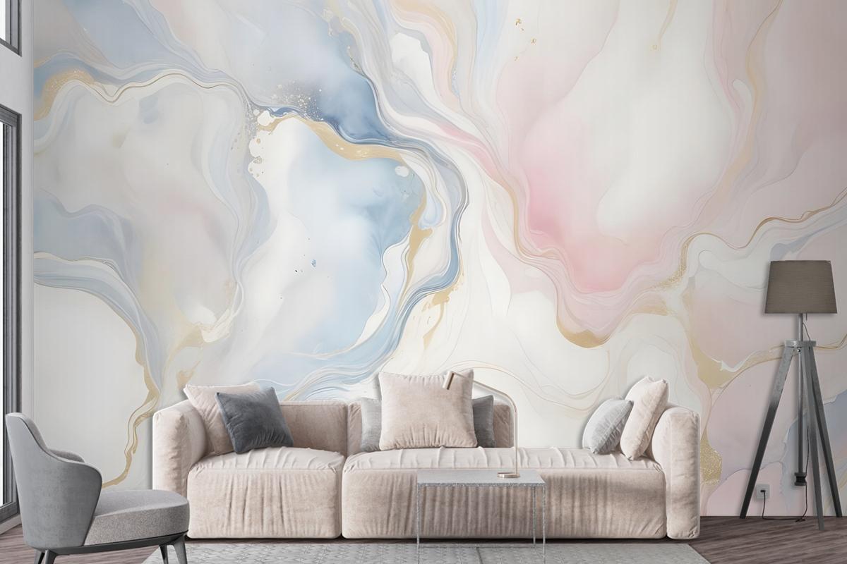 Soft Neutral Abstract Marble Art Wallpaper Mural