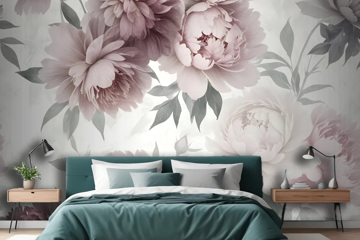 Soft Peony Floral Wallpaper Mural