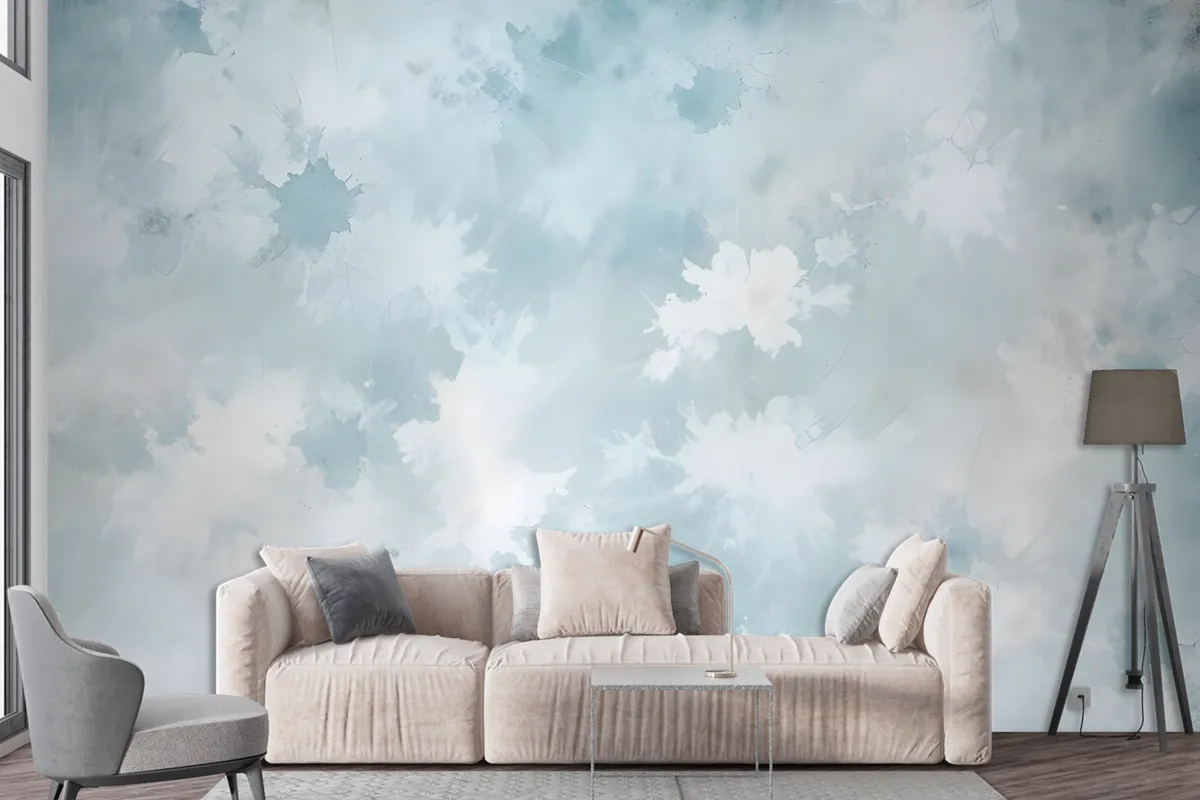 Soft Turquoise Brush Wallpaper Mural