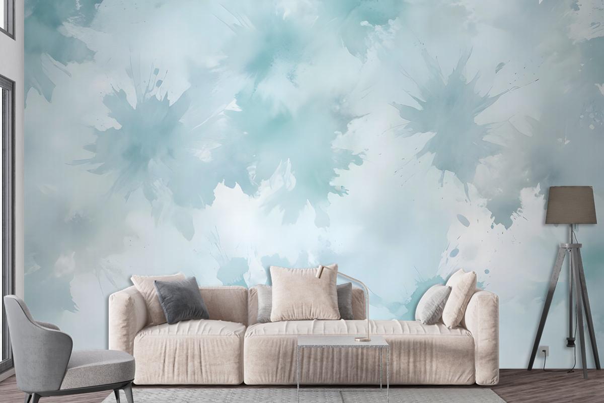 Soft Turquoise Brush Wallpaper Mural