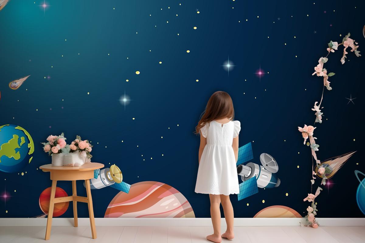 Solar System Universe Scene Wallpaper Mural