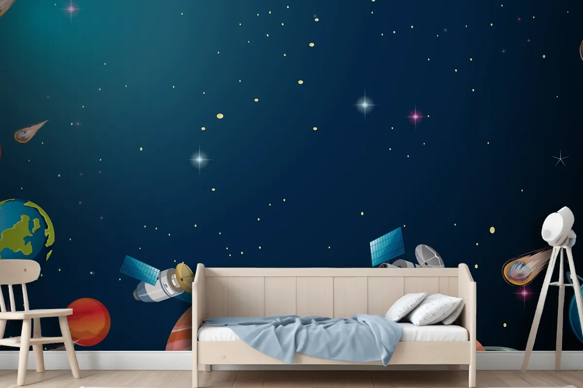 Solar System Universe Scene Wallpaper Mural