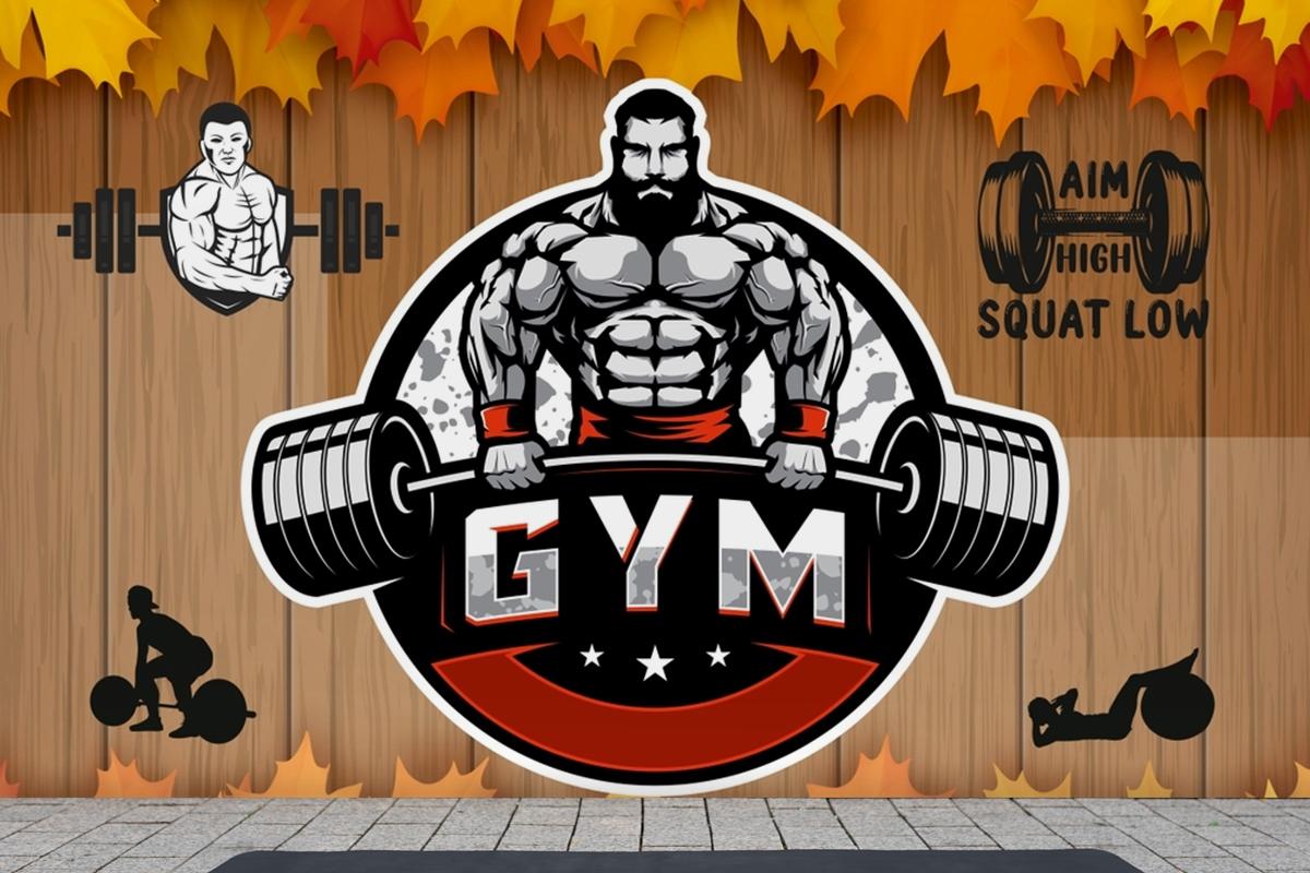 Sonbahar Temalı Gym Halter Spor Salonu Duvar Kağıdı