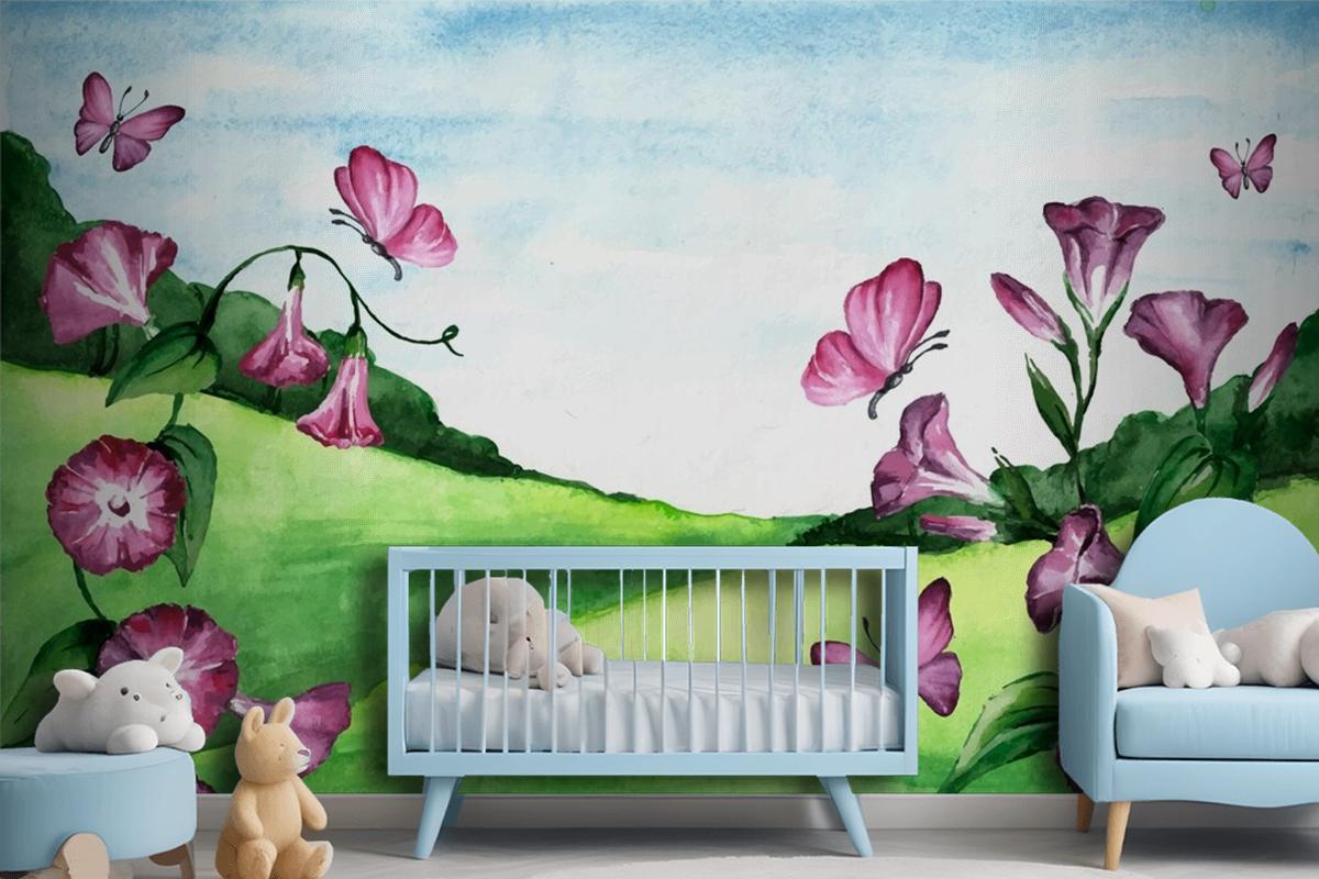 Spring Landscape Girl Wallpaper Mural