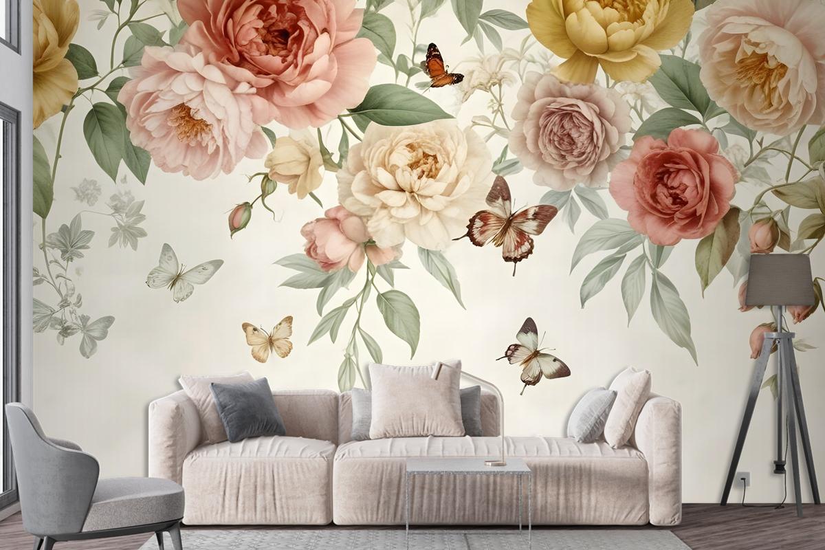 Summer Floral Colorful Watercolor Blossom Wallpaper Mural