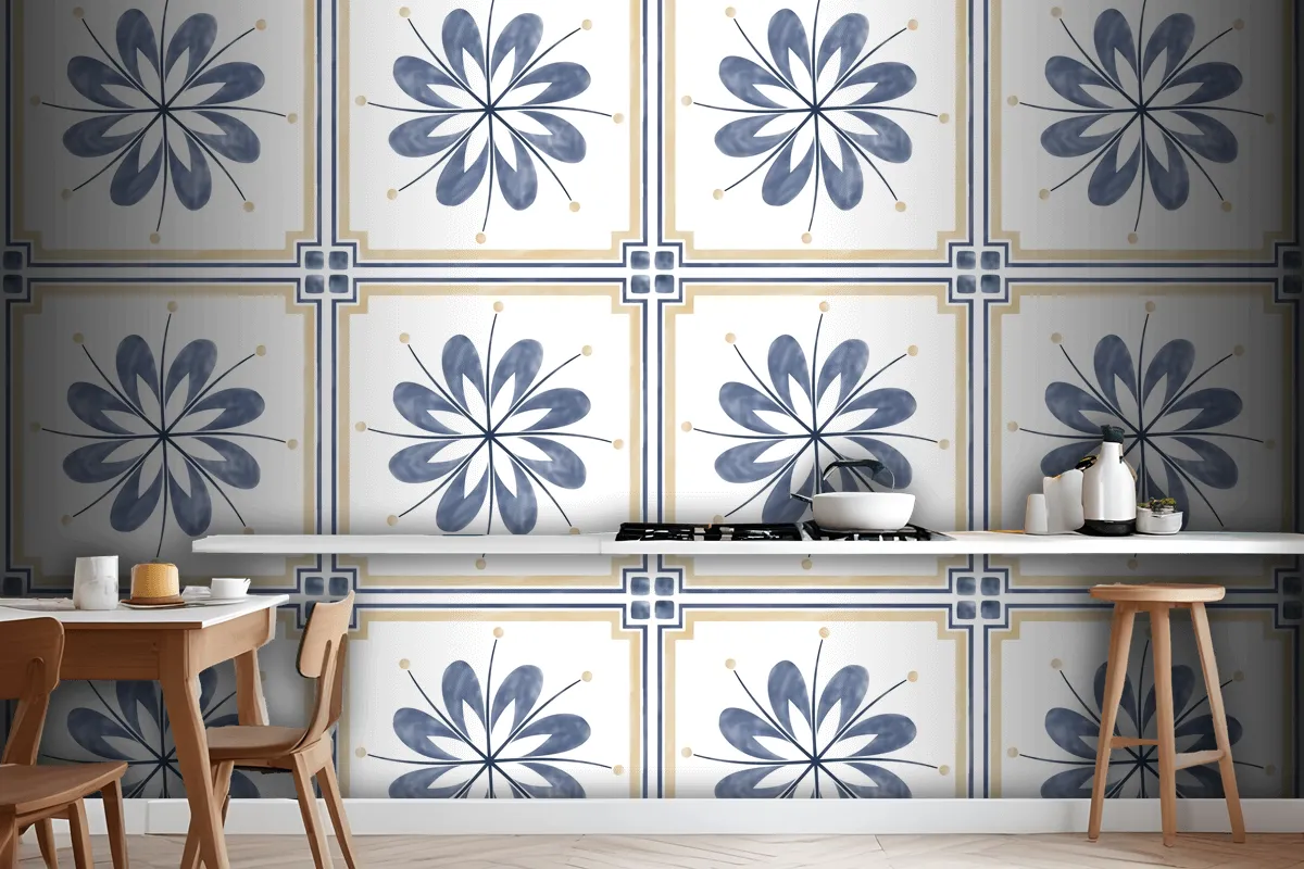 Tiles Textured Pattern Design Kitchen Wallpaper Mural