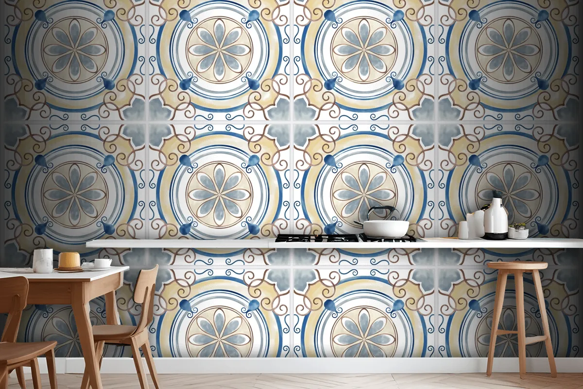 Tiles Textured Pattern Kitchen Wallpaper Mural