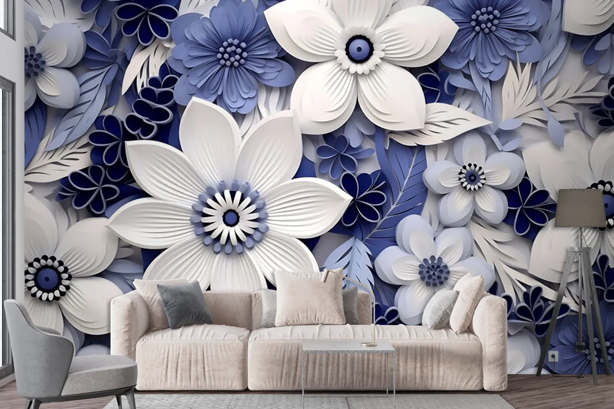 Top View Beautiful Flowers Arrangement Wallpaper Mural