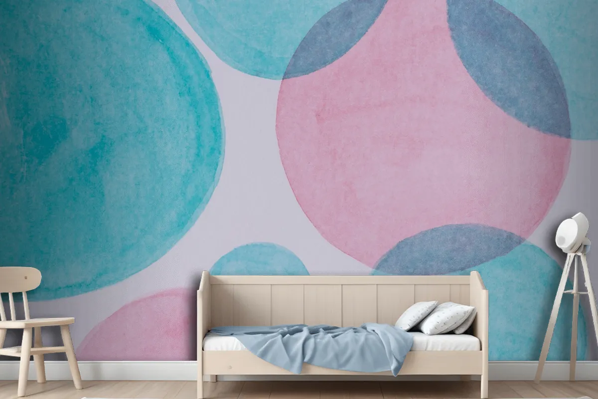 Top View Watercolor Paint On Paper Wallpaper Mural