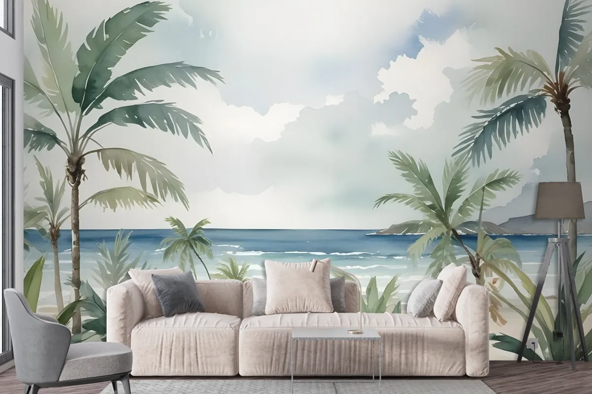 Tropical Beach View Wallpaper Mural