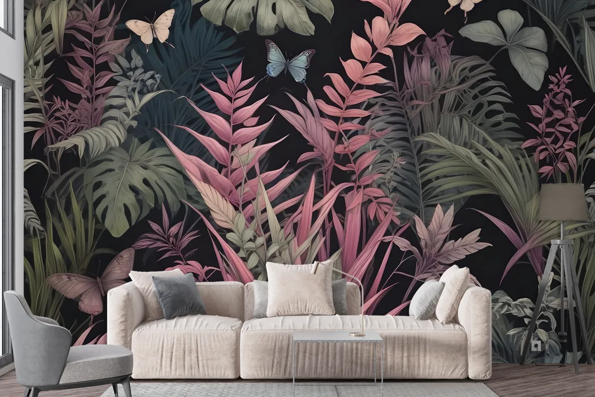 Tropical Butterflies Wallpaper Mural