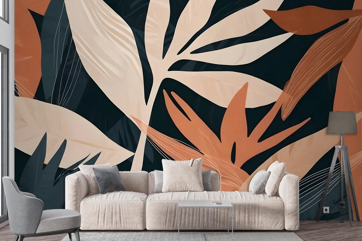 Tropical Foliage Leaves Art Wallpaper Mural