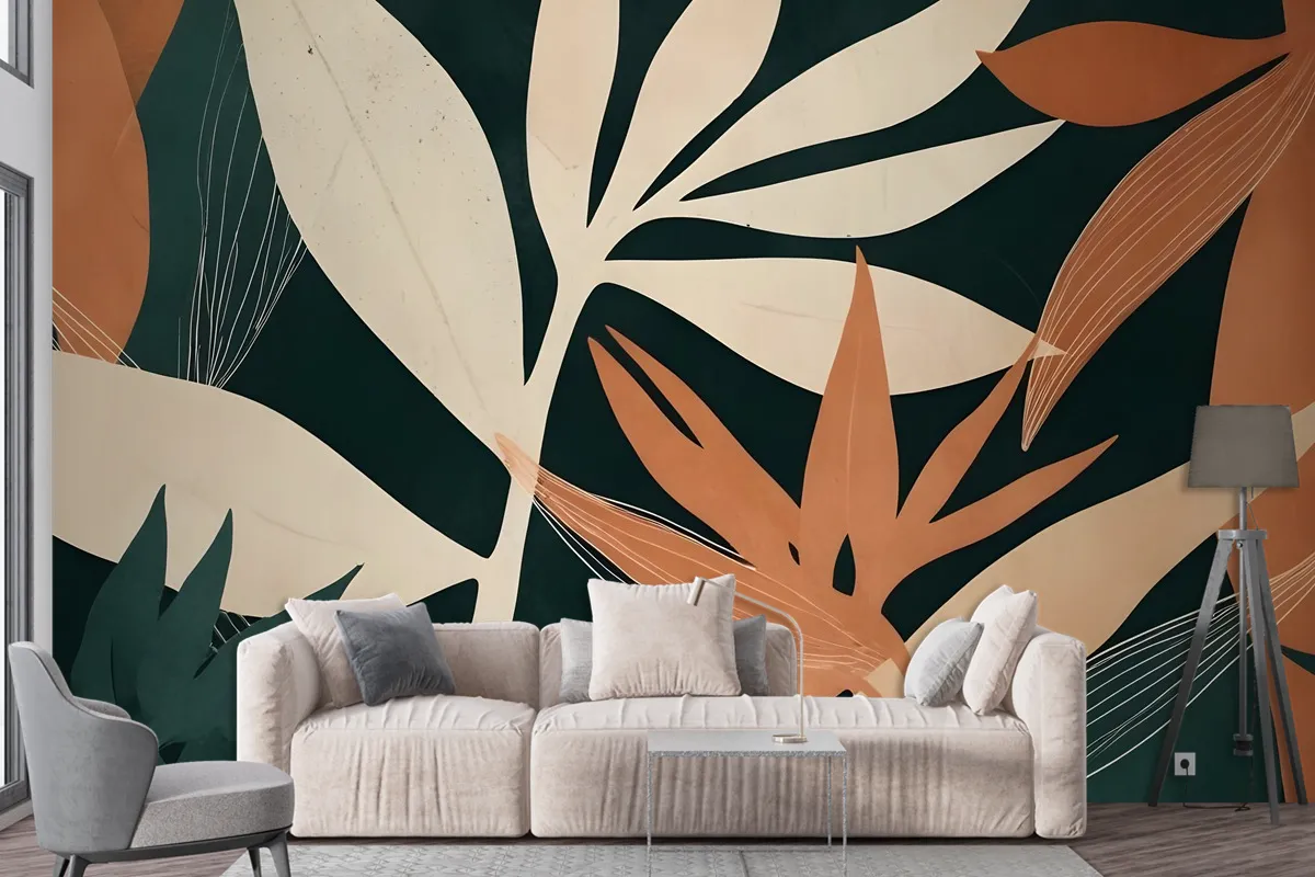 Tropical Foliage Leaves Art Wallpaper Mural