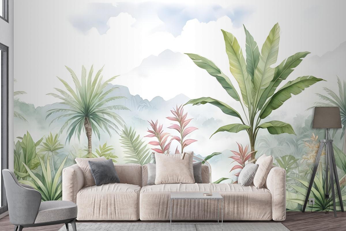 Tropical Forest Landscape And Banana Trees Wallpaper Mural