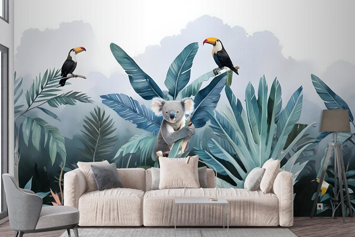 Tropical Forest With Koala Toucan Wallpaper Mural