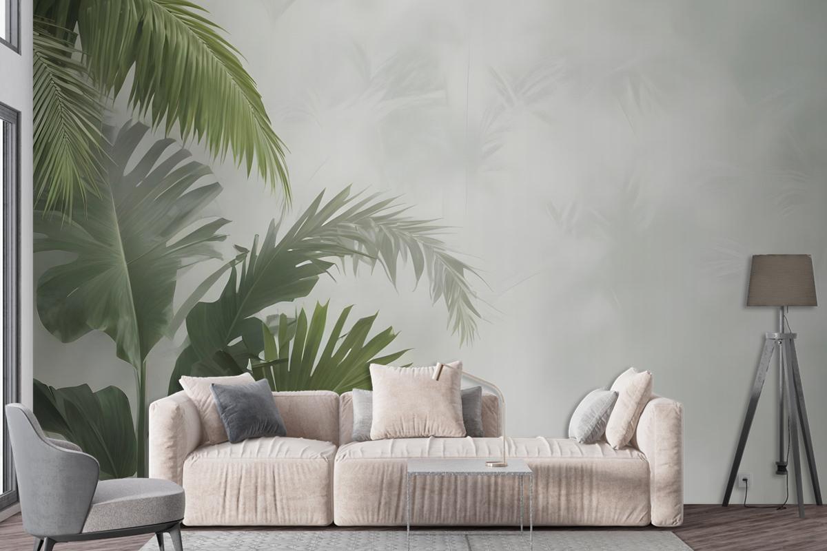 Tropical Green Palm Leaves Wallpaper Mural