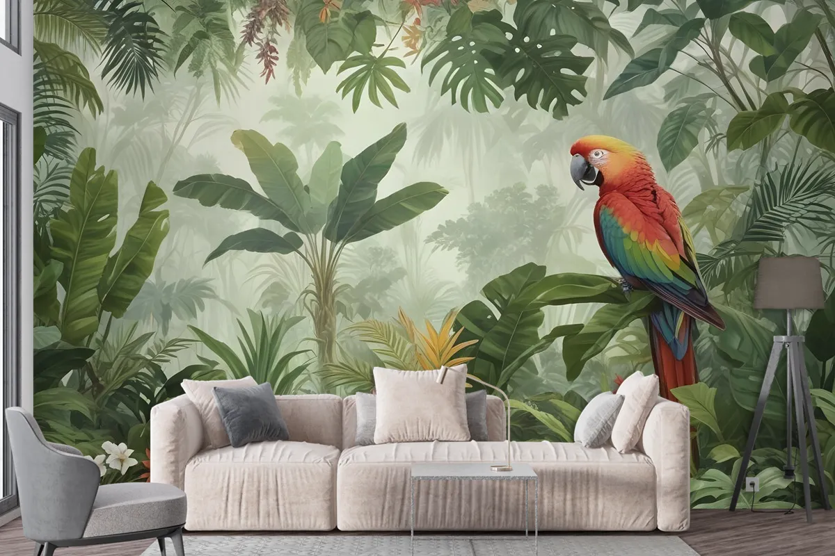 Tropical Jungle Plants Wallpaper Mural