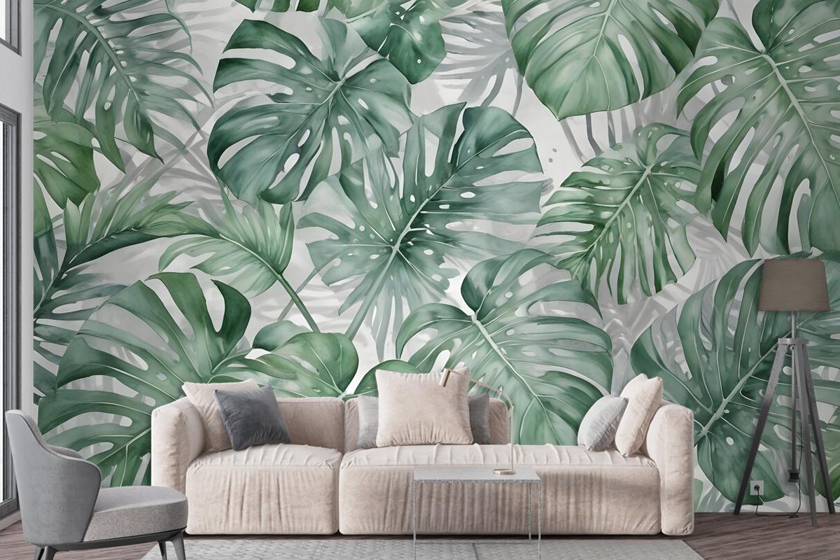 Tropical Leaf Pattern Wallpaper Mural