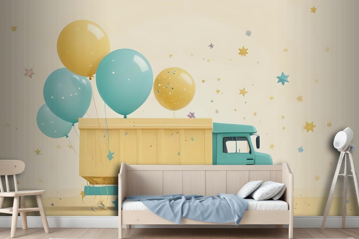 Truck Ballon Kids Wallpaper Mural